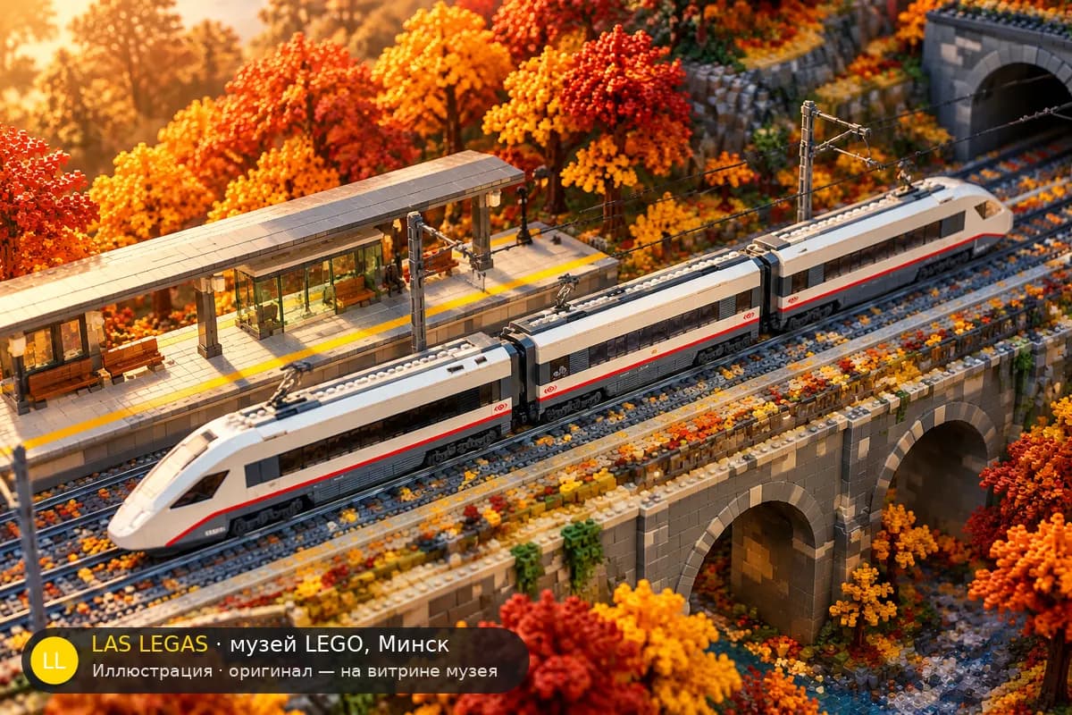 Иллюстрация: LEGO 60051 Скоростной пассажирский поезд в диораме своего сюжета