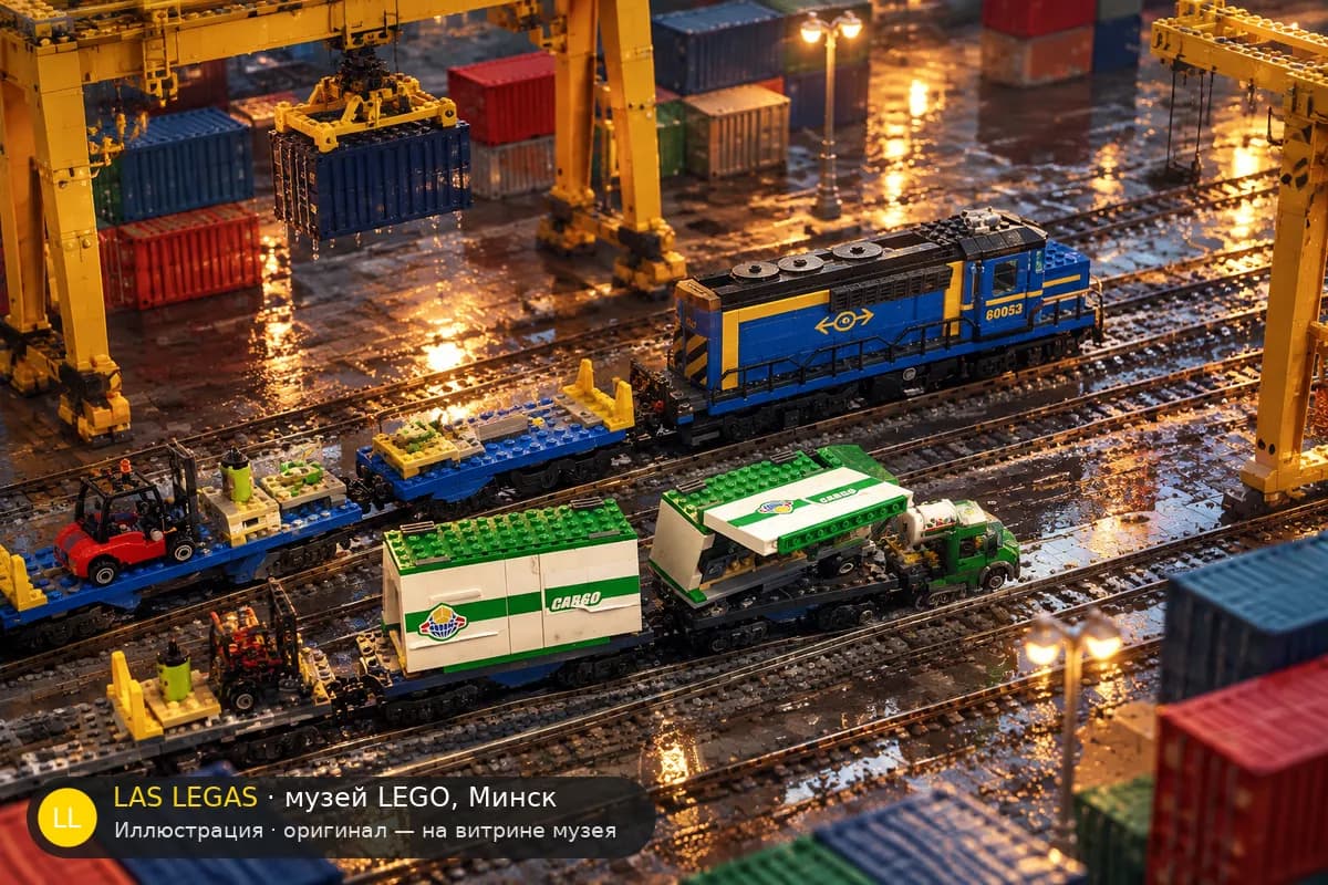 Иллюстрация: LEGO 60052 Грузовой поезд в диораме своего сюжета