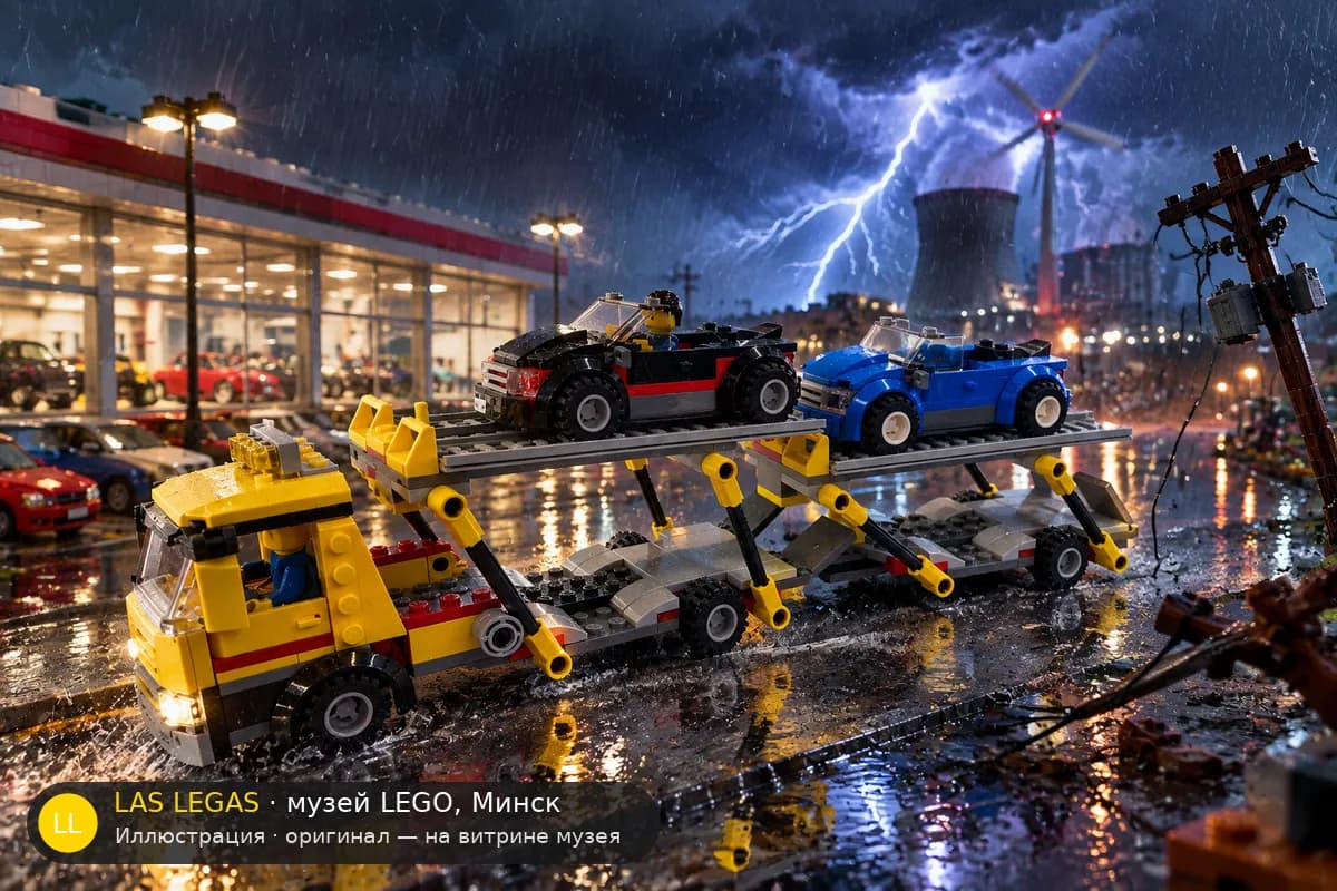 Иллюстрация: LEGO 60060 Автовоз в диораме своего сюжета