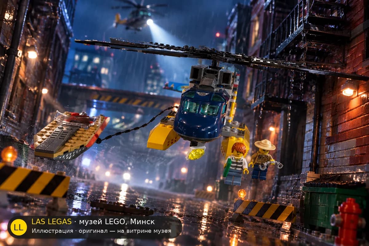 Иллюстрация: LEGO 60067 Погоня на вертолёте в диораме своего сюжета
