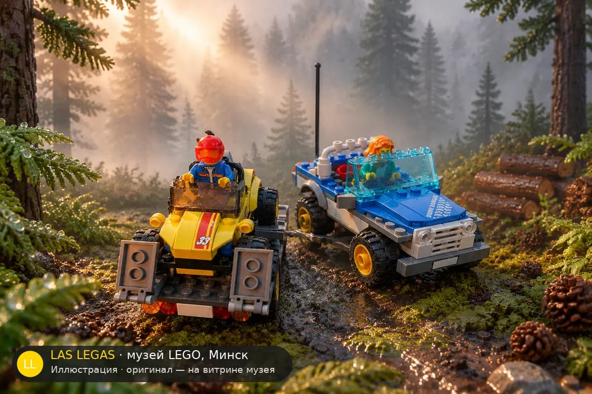 Иллюстрация: LEGO 60082 Багги для бездорожья с прицепом в диораме своего сюжета