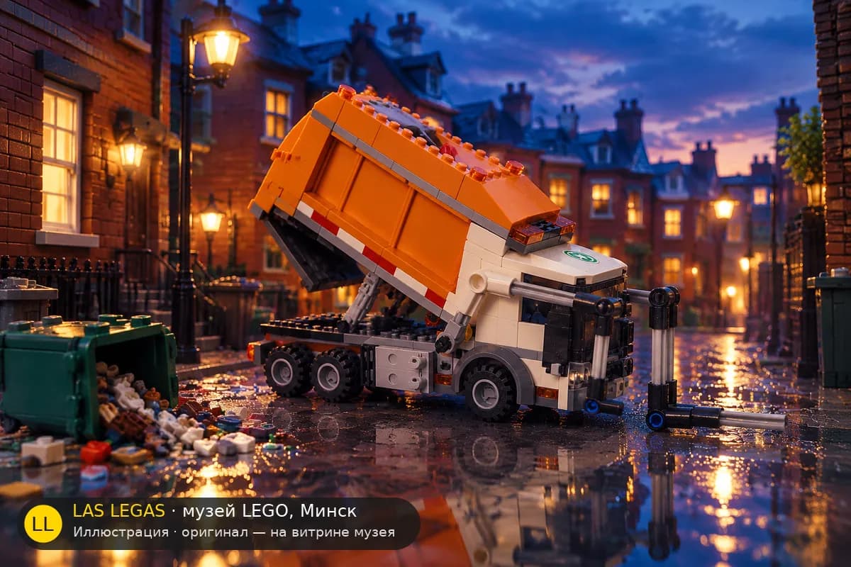 Иллюстрация: LEGO 60118 Мусоровоз в диораме своего сюжета