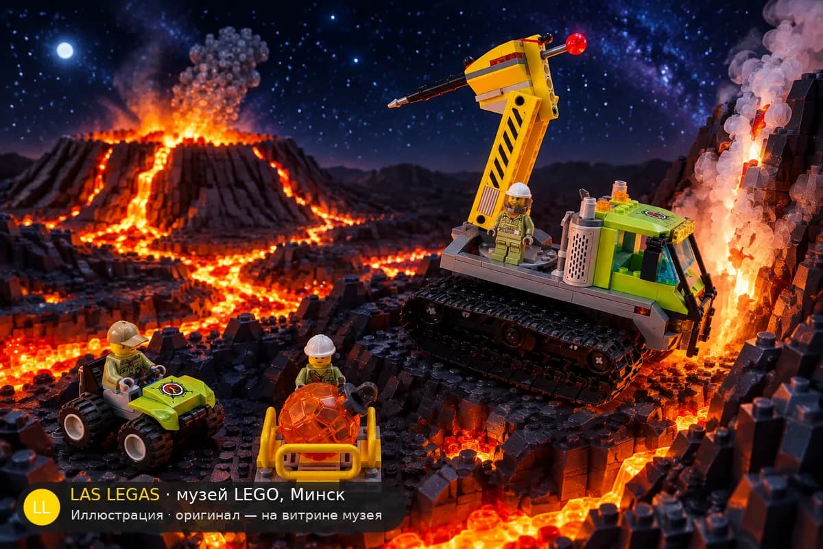 Иллюстрация: LEGO 60122 Вулканический вездеход в диораме своего сюжета