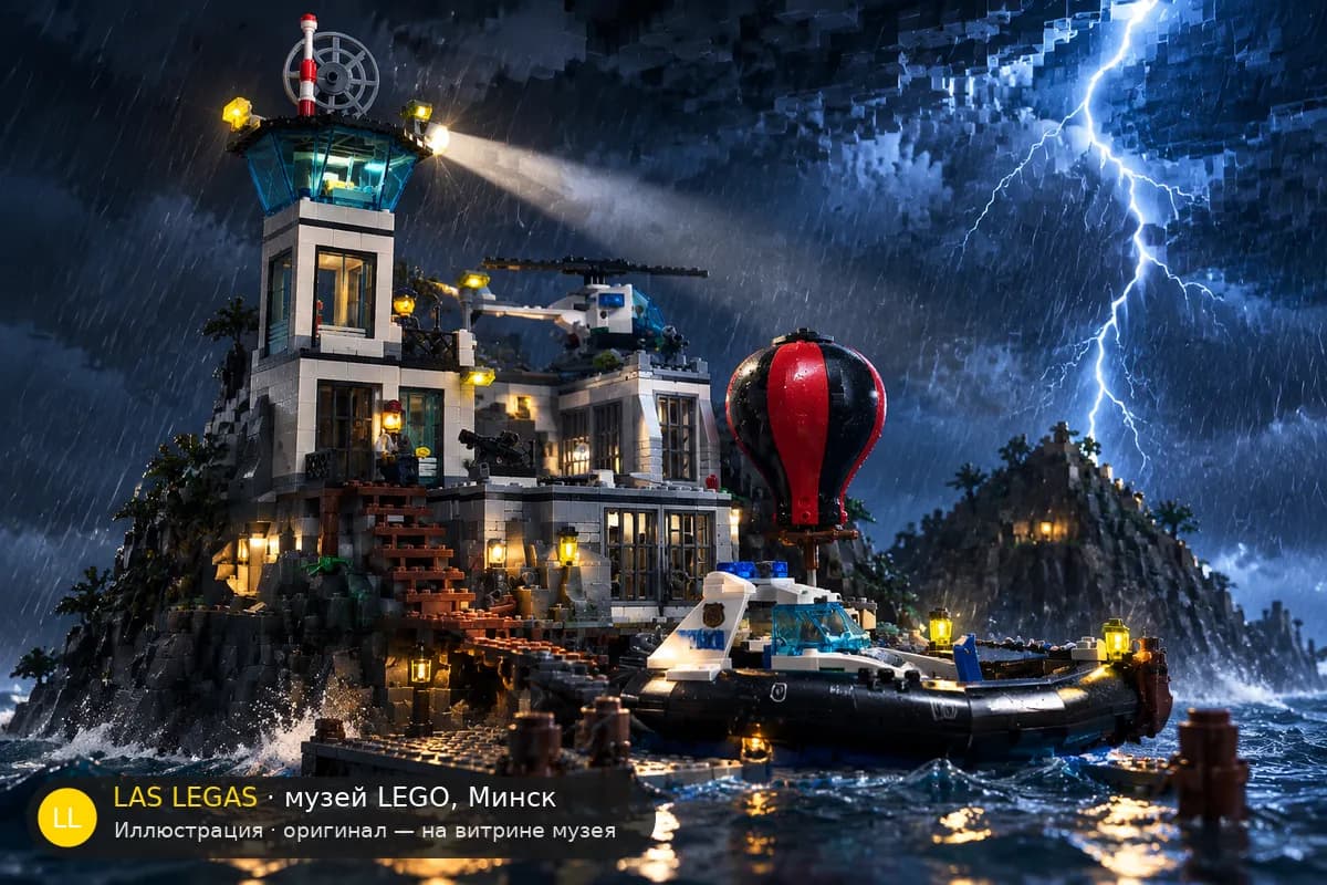 Иллюстрация: LEGO 60130 Остров-тюрьма в диораме своего сюжета