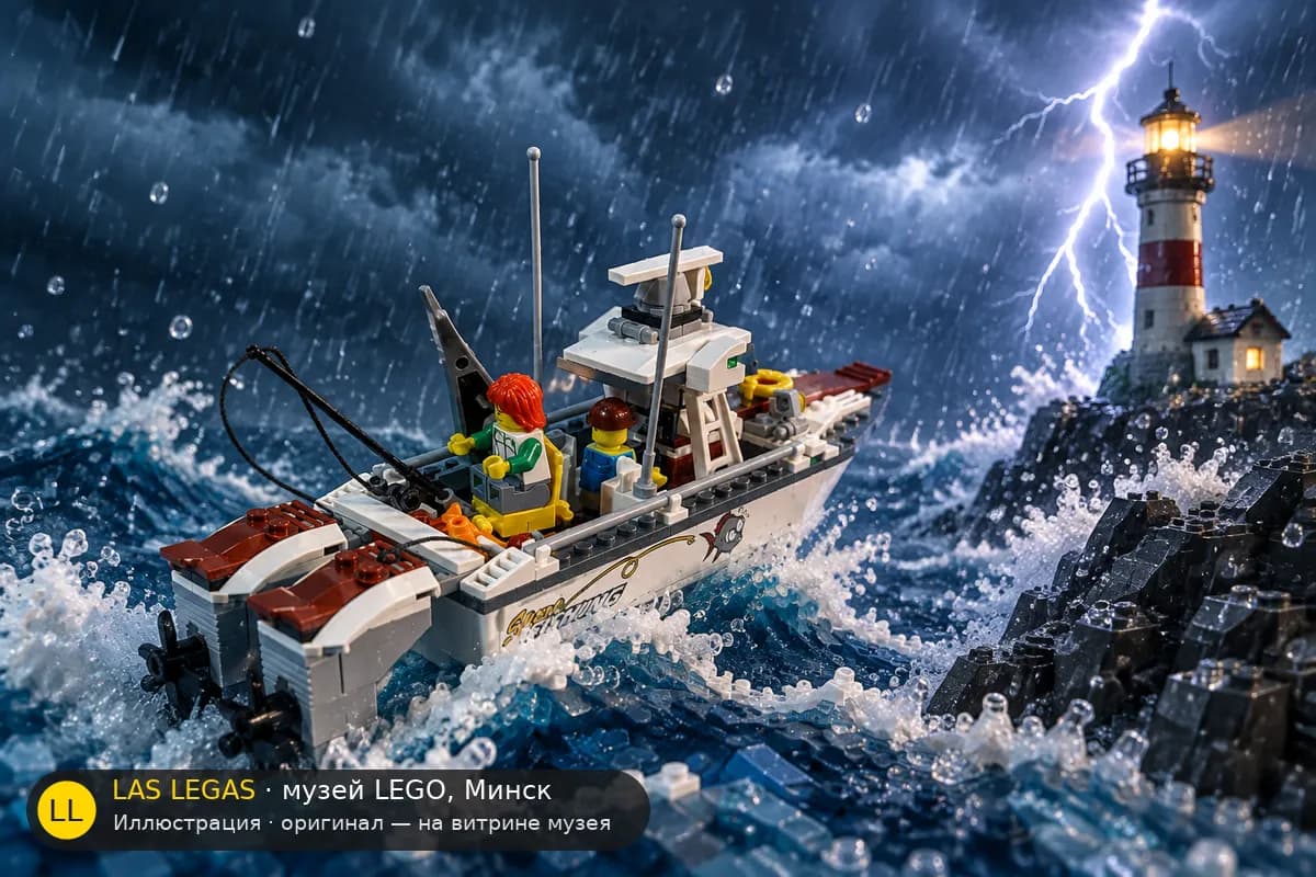 Иллюстрация: LEGO 60147 Рыболовное судно в диораме своего сюжета