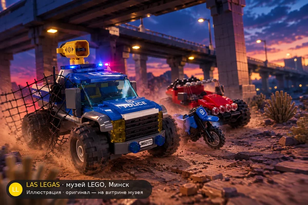 Иллюстрация: LEGO 60172 Дорожная погоня в диораме своего сюжета