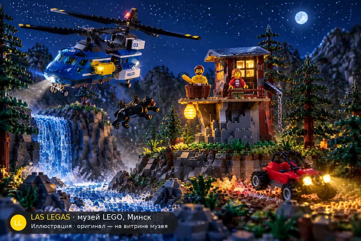 Иллюстрация: LEGO 60173 Горная полиция: задержание в диораме своего сюжета