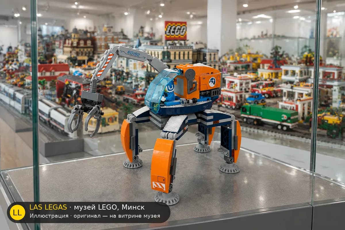 Иллюстрация: LEGO 60192 Арктический ледовый вездеход на витрине в зале музея Las Legas