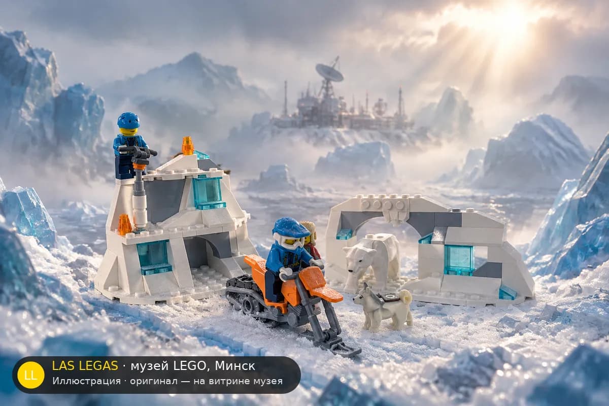 Иллюстрация: LEGO 60194 Арктический вездеход в диораме своего сюжета