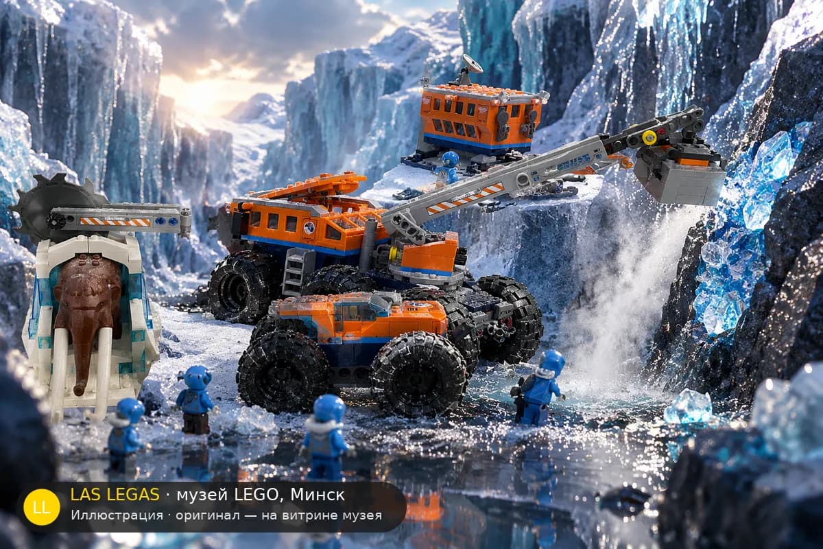Иллюстрация: LEGO 60195 Арктическая мобильная исследовательская база в диораме своего сюжета