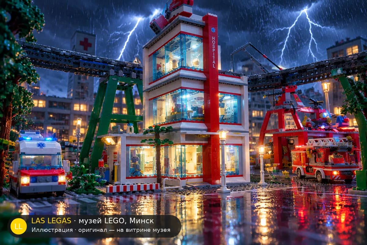 Иллюстрация: LEGO 60204 Городская больница в диораме своего сюжета
