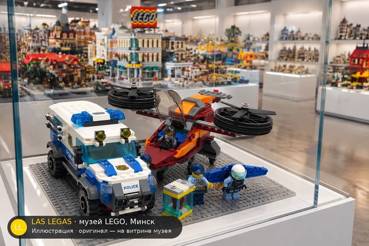 Иллюстрация: LEGO 60209 Ограбление алмазов на витрине в зале музея Las Legas