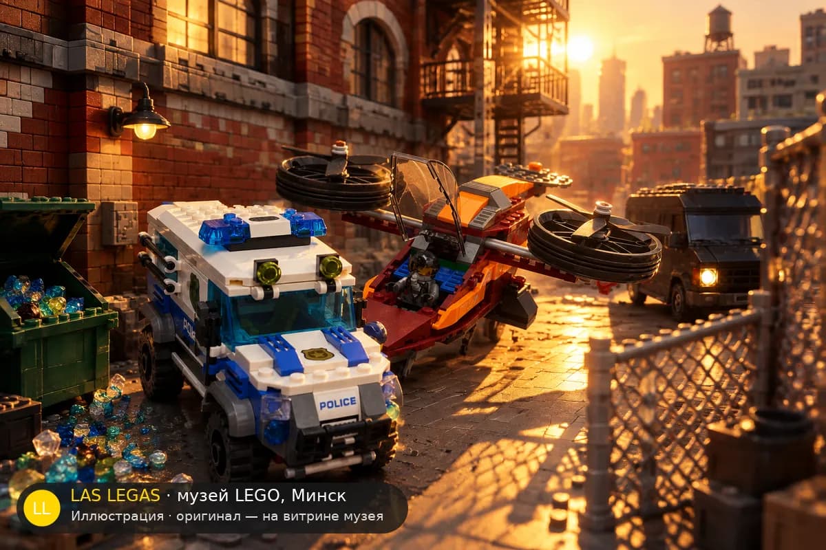 Иллюстрация: LEGO 60209 Ограбление алмазов в диораме своего сюжета