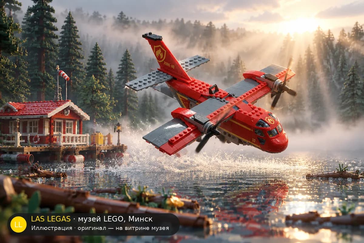 Иллюстрация: LEGO 60217 Пожарный самолёт в диораме своего сюжета