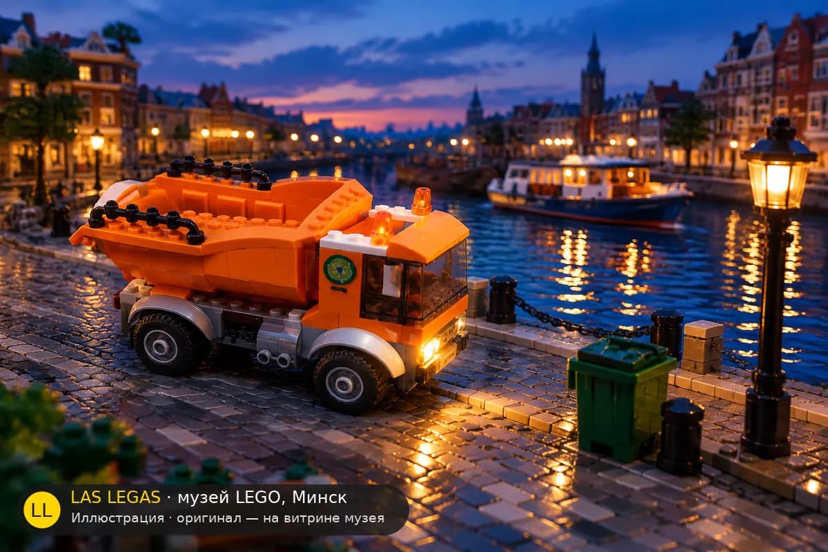 Иллюстрация: LEGO 60220 Мусоровоз в диораме своего сюжета