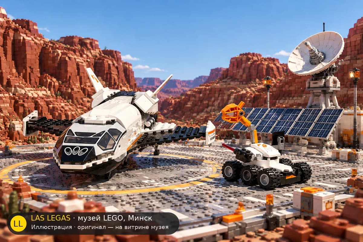 Иллюстрация: LEGO 60226 Марсианский исследовательский шаттл в диораме своего сюжета
