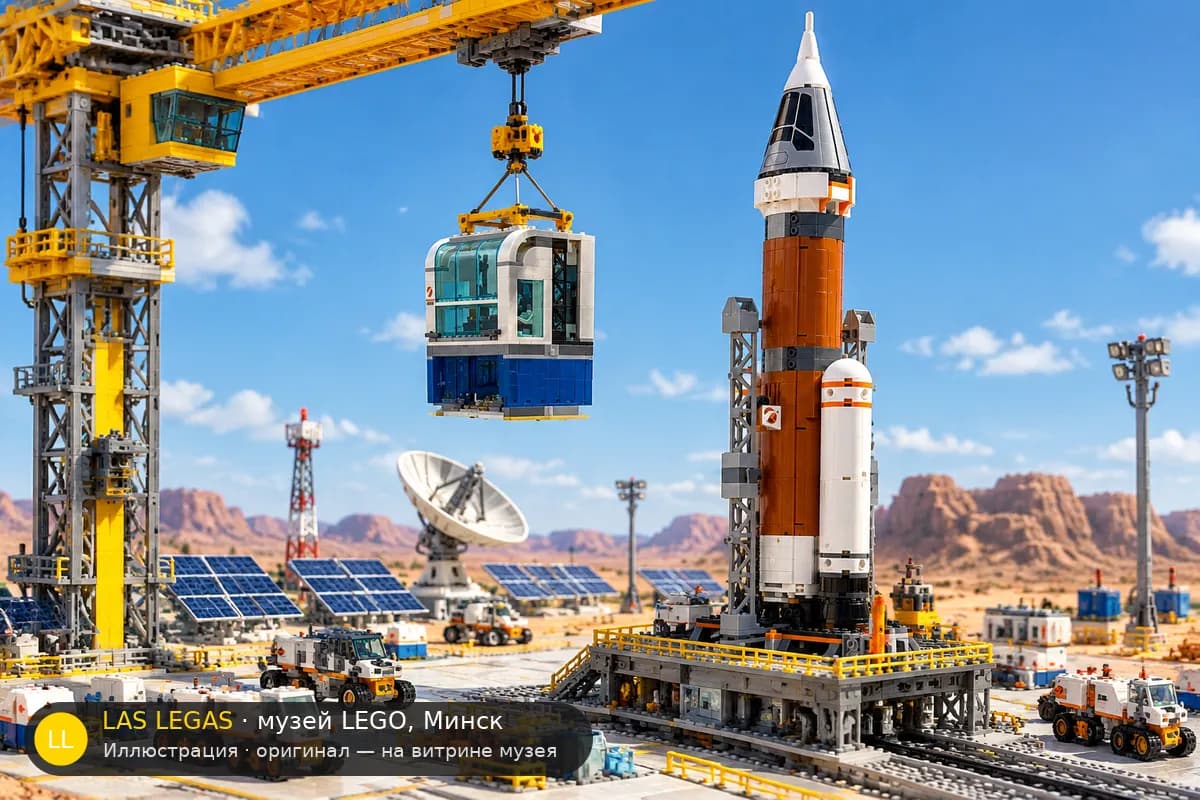Иллюстрация: LEGO 60228 Глубокий космос: ракета и центр управления запуском в диораме своего сюжета