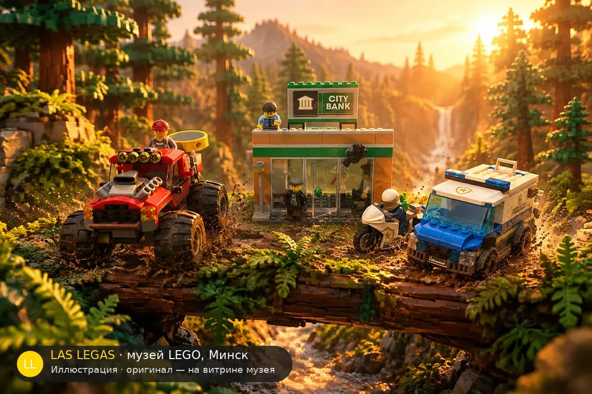Иллюстрация: LEGO 60245 Полицейский монстр-трак: ограбление в диораме своего сюжета