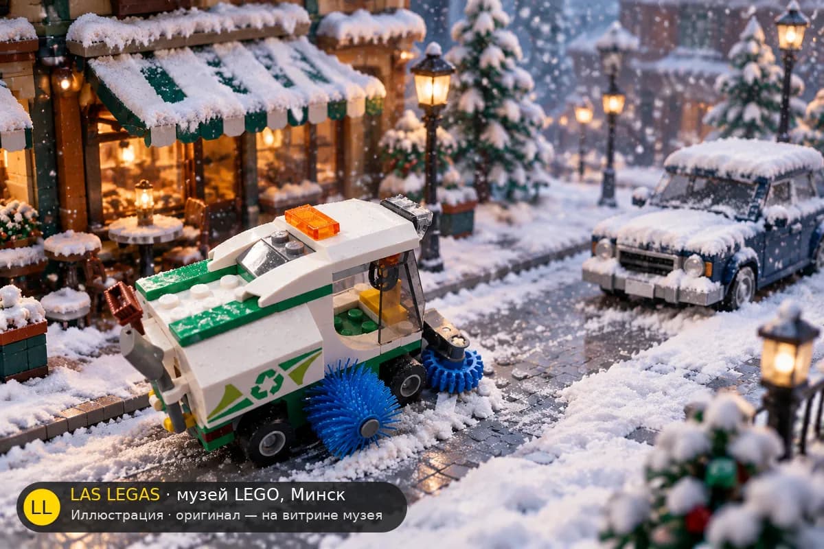 Иллюстрация: LEGO 60249 Уличная подметальная машина в диораме своего сюжета