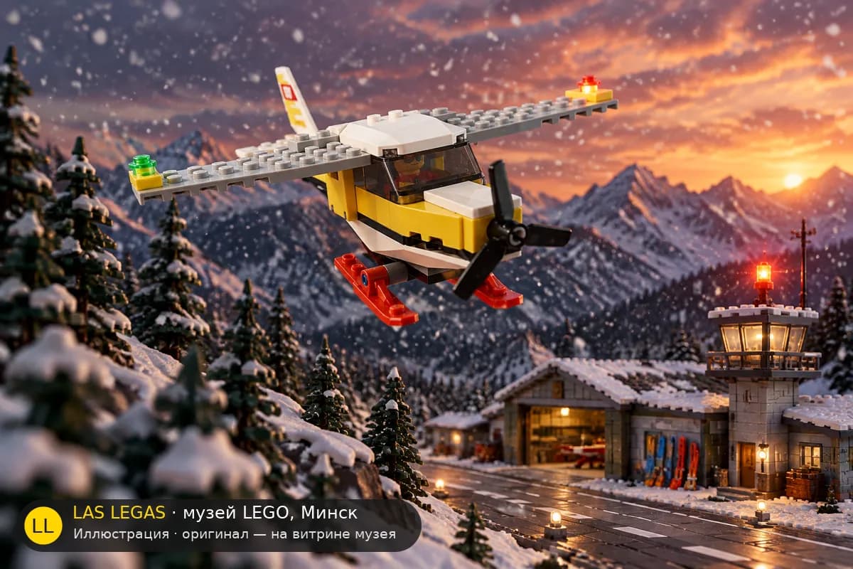 Иллюстрация: LEGO 60250 Почтовый самолёт в диораме своего сюжета