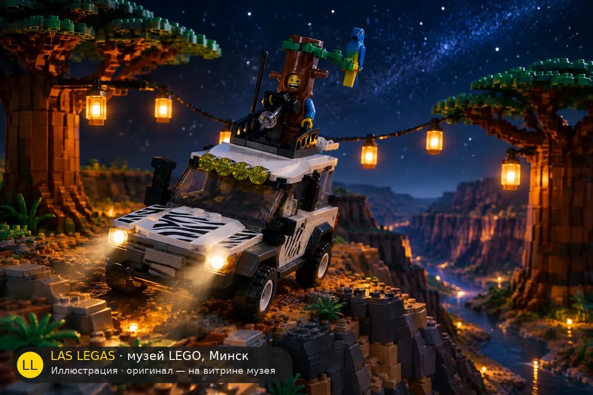 Иллюстрация: LEGO 60267 Сафари-внедорожник в диораме своего сюжета