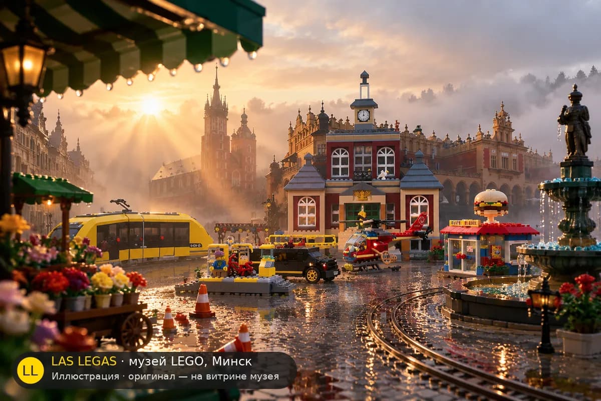 Иллюстрация: LEGO 60271 Городская площадь в диораме своего сюжета