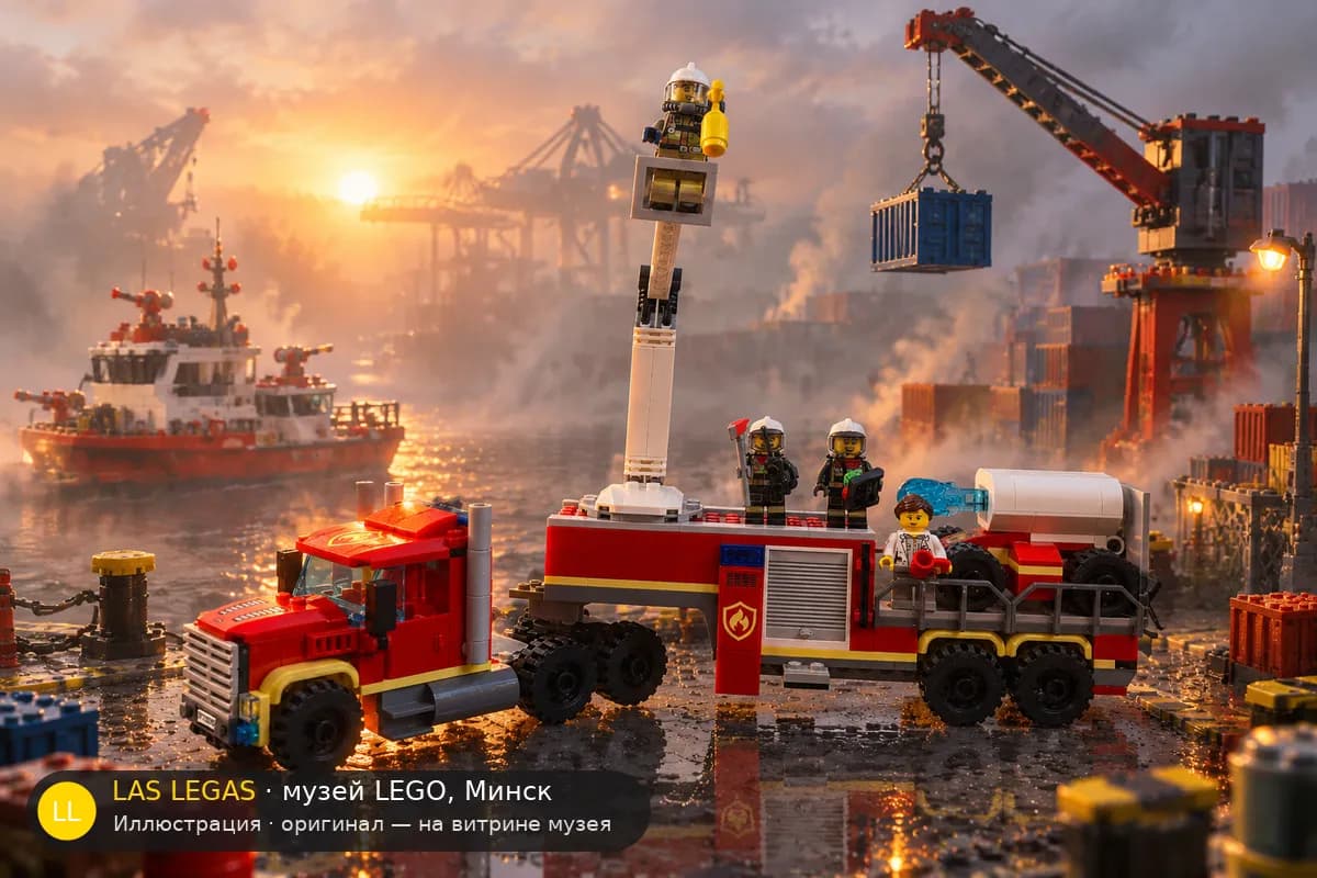 Иллюстрация: LEGO 60282 Пожарный командный пункт в диораме своего сюжета