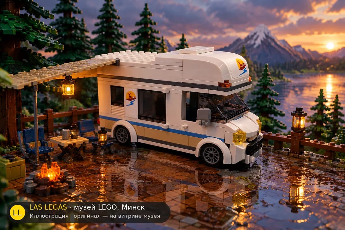 Иллюстрация: LEGO 60283 Дом на колёсах в диораме своего сюжета