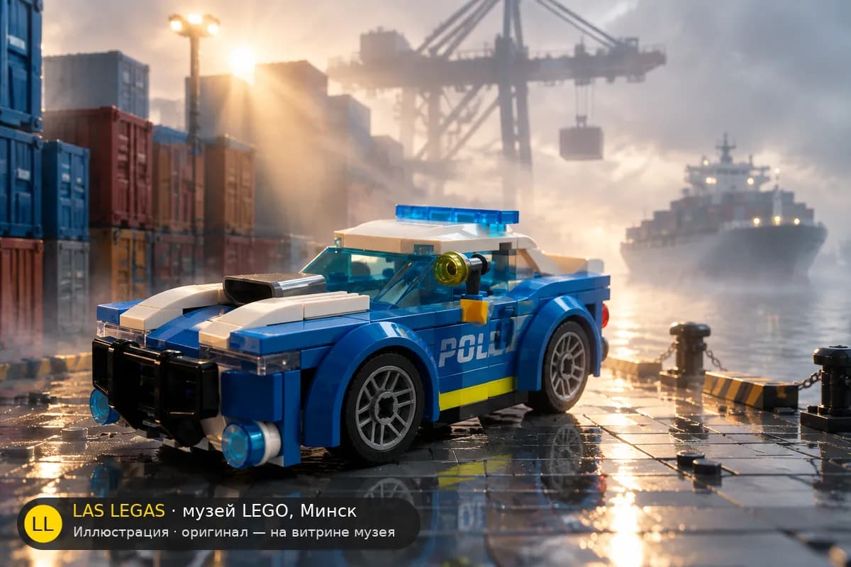 Иллюстрация: LEGO 60312 Полицейская машина в диораме своего сюжета