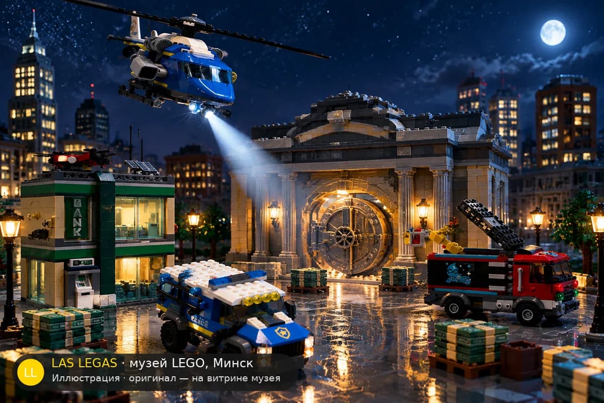 Иллюстрация: LEGO 60317 Погоня у банка в диораме своего сюжета