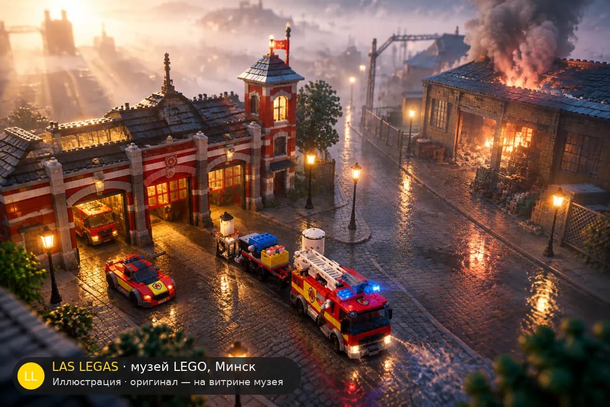 Иллюстрация: LEGO 60321 Пожарная бригада в диораме своего сюжета