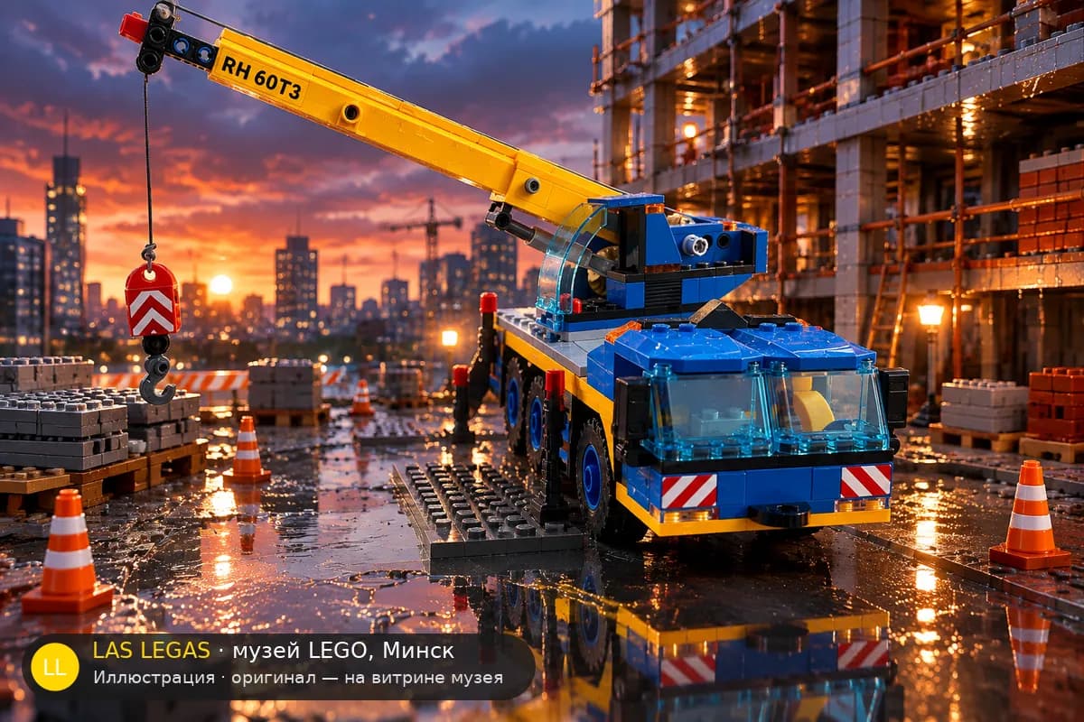 Иллюстрация: LEGO 60324 Мобильный кран в диораме своего сюжета