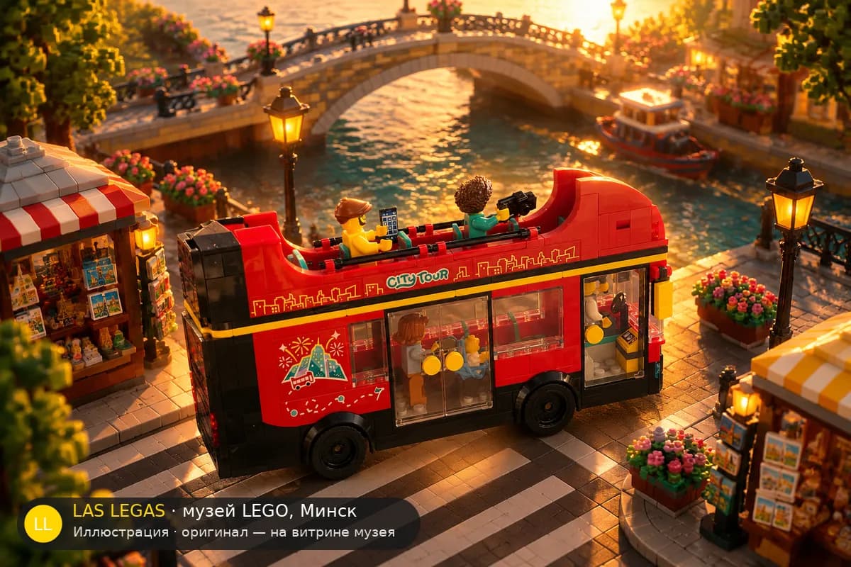 Иллюстрация: LEGO 60407 Двухэтажный туристический автобус в диораме своего сюжета