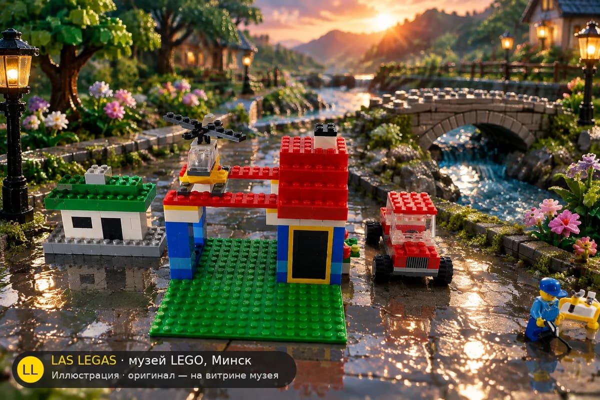 Иллюстрация: LEGO 6166 Большая коробка с кубиками в диораме своего сюжета