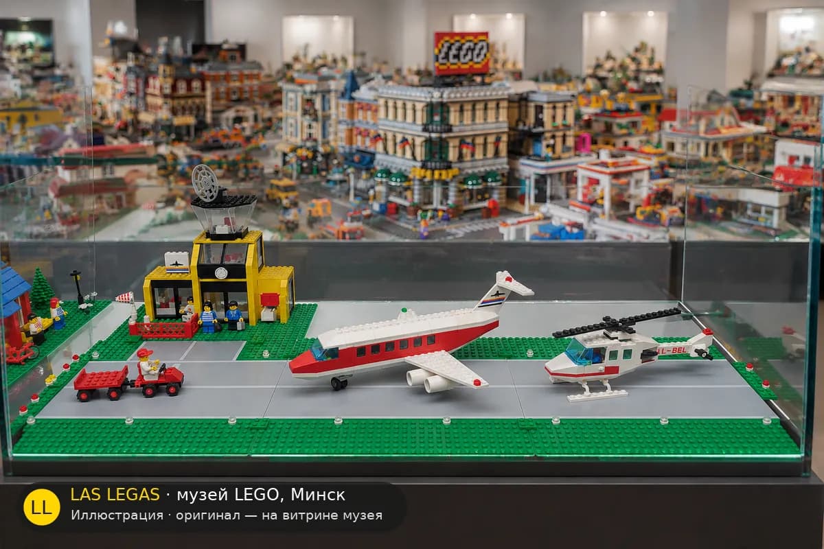 Иллюстрация: LEGO 6392 Аэропорт на витрине в зале музея Las Legas