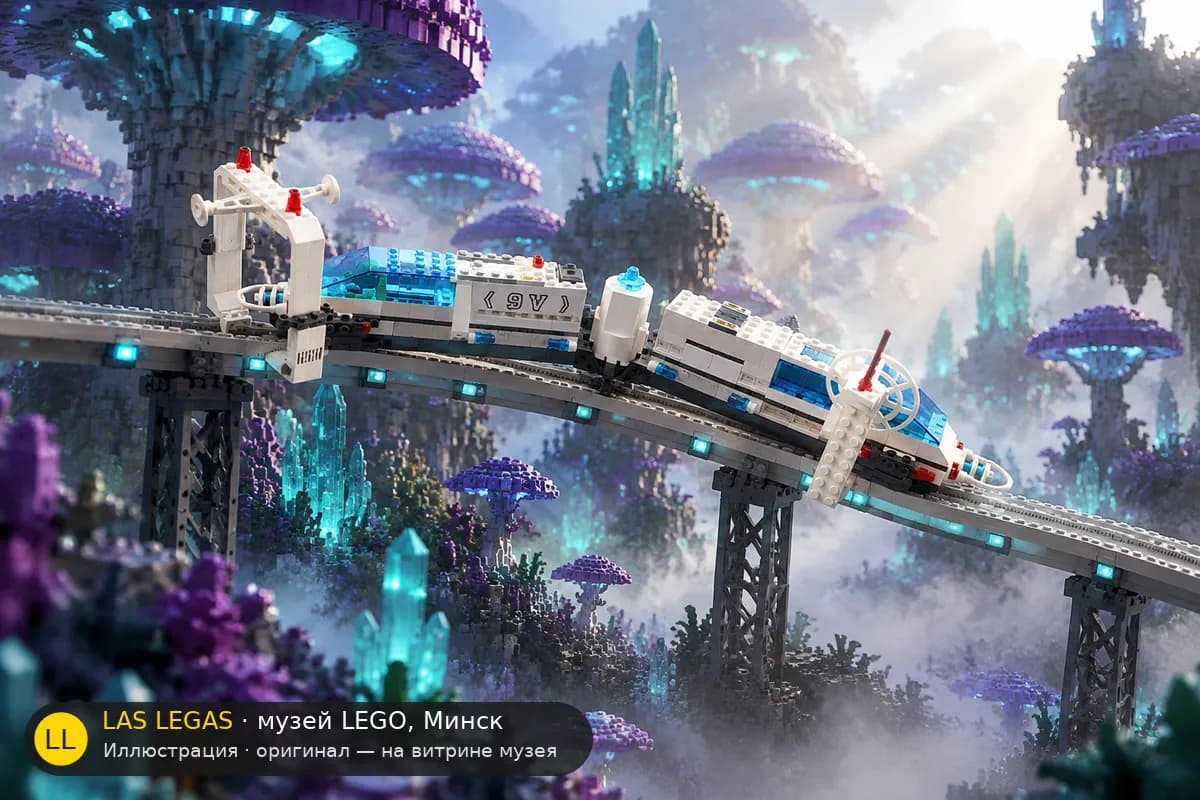 Иллюстрация: LEGO 6990 Монорельсовая транспортная система в диораме своего сюжета