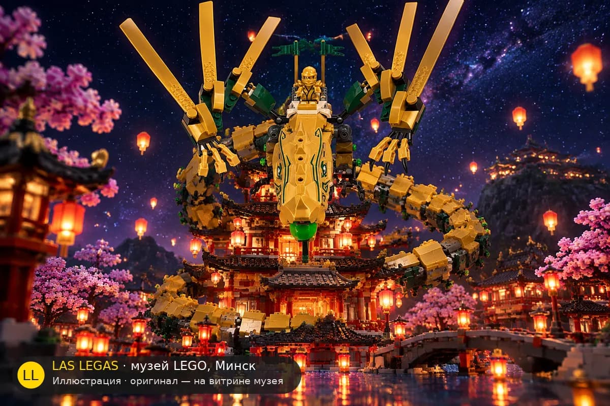 Иллюстрация: LEGO 70503 Золотой дракон в диораме своего сюжета