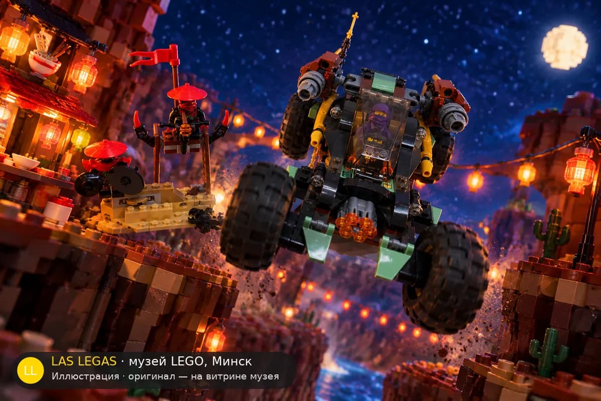 Иллюстрация: LEGO 70589 Rock Roader в диораме своего сюжета
