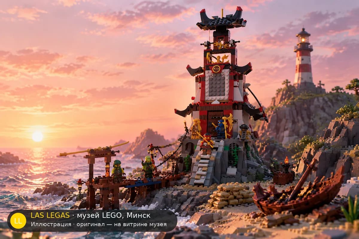 Иллюстрация: LEGO 70594 Осада маяка в диораме своего сюжета