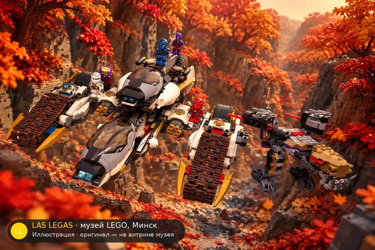 Иллюстрация: LEGO 70595 Ultra Stealth Raider в диораме своего сюжета