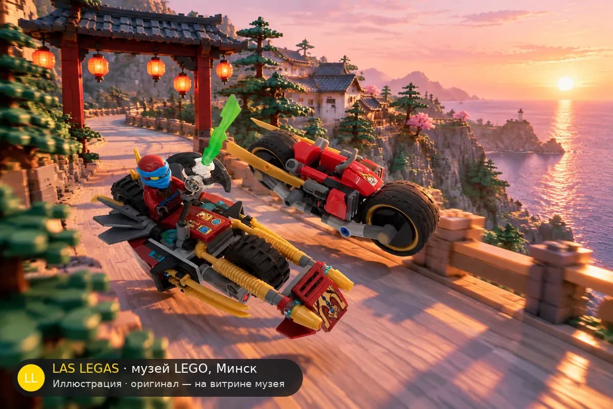 Иллюстрация: LEGO 70600 Погоня на ниндзя-мотоциклах в диораме своего сюжета