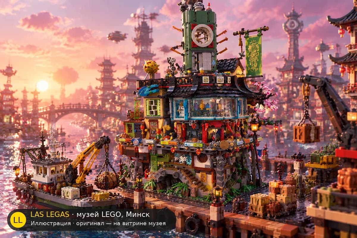 Иллюстрация: LEGO 70620 Город Ниндзяго в диораме своего сюжета