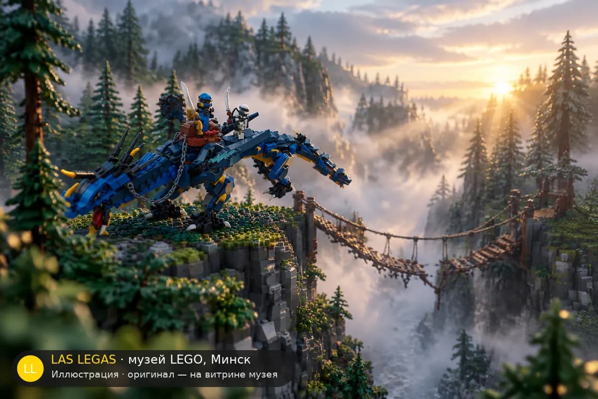 Иллюстрация: LEGO 70652 Штормовой дракон в диораме своего сюжета