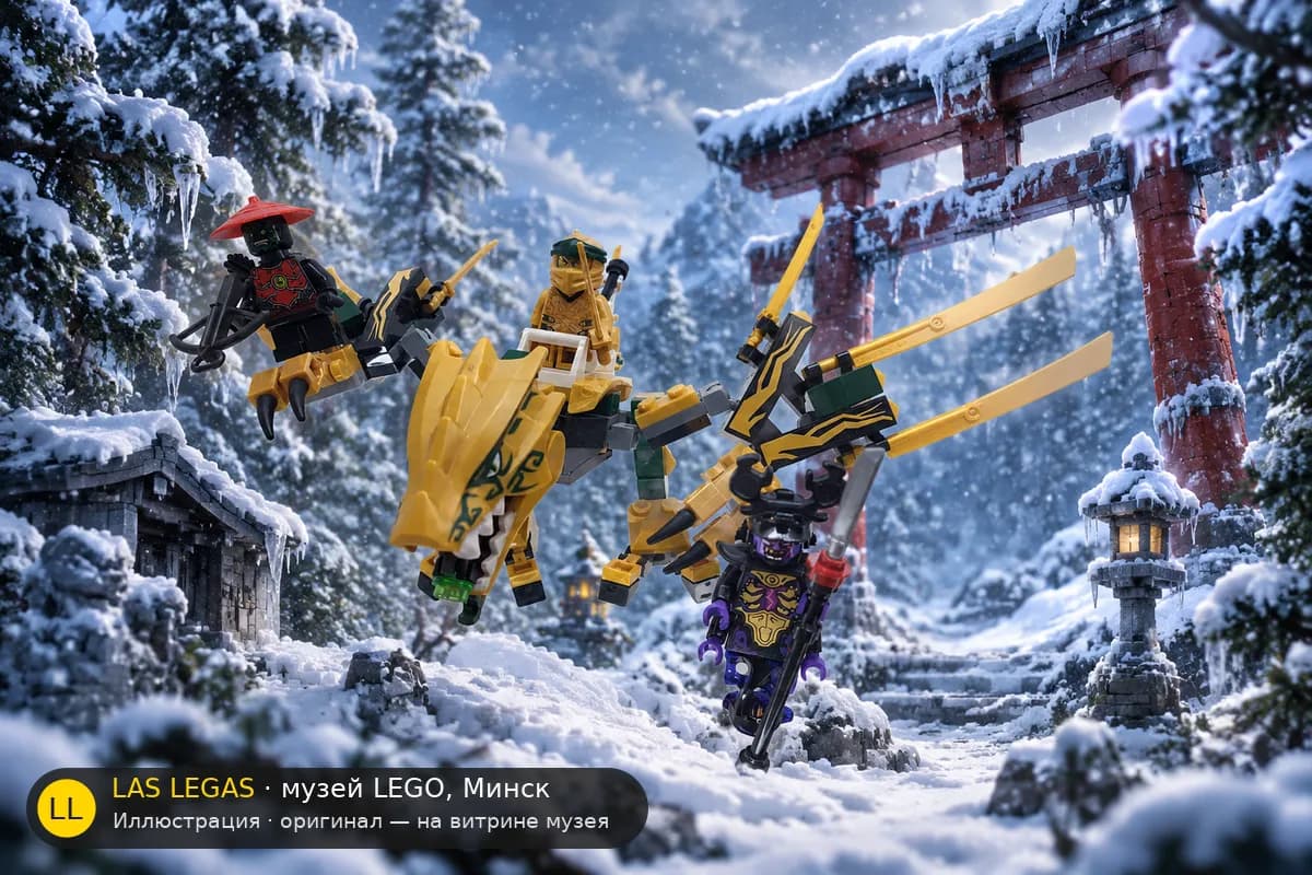 Иллюстрация: LEGO 70666 Золотой дракон в диораме своего сюжета
