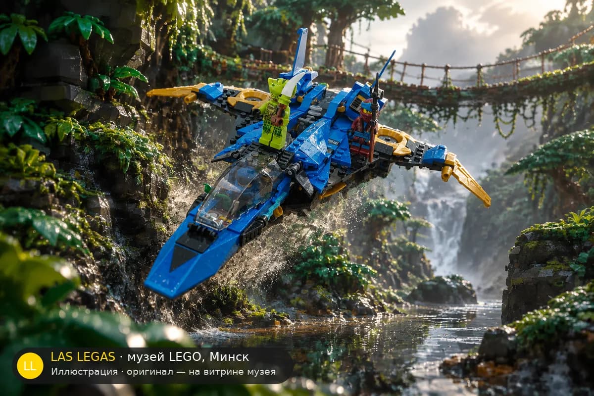 Иллюстрация: LEGO 70668 Штормовой истребитель Джея в диораме своего сюжета