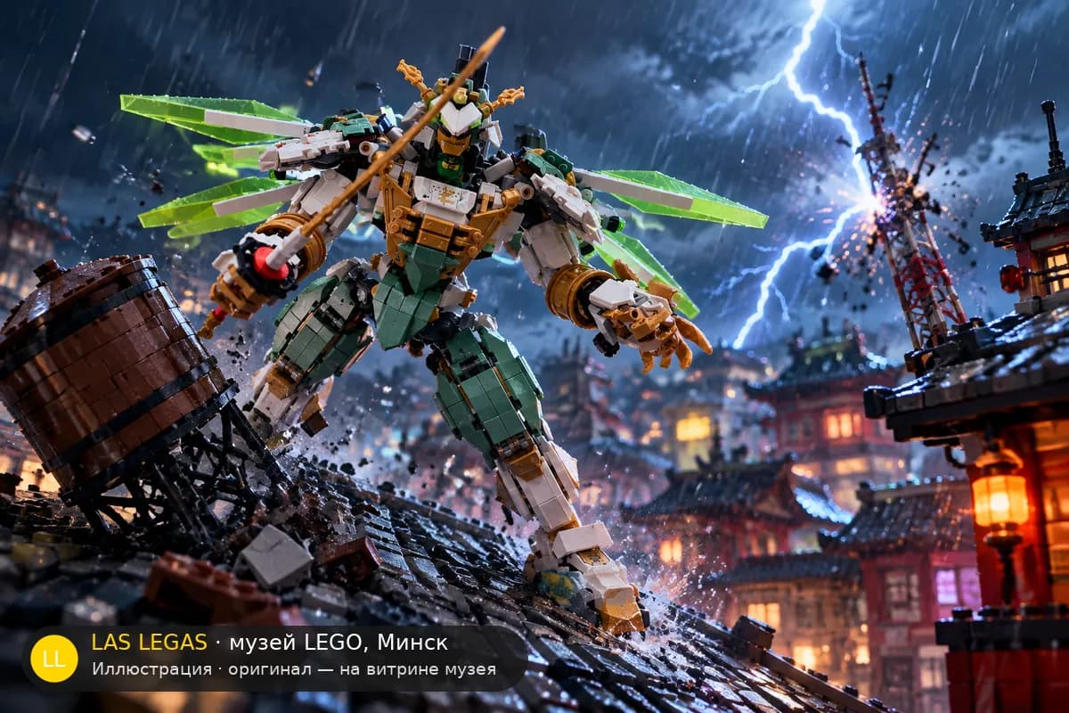 Иллюстрация: LEGO 70676 Титан-мех Ллойда в диораме своего сюжета