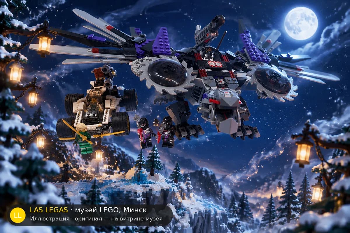 Иллюстрация: LEGO 70725 Ниндроид Мех-Дракон в диораме своего сюжета