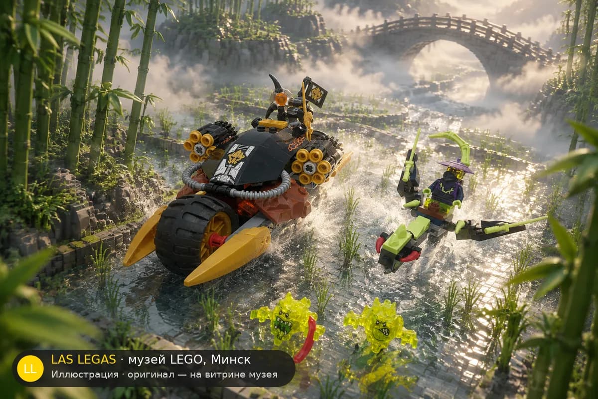 Иллюстрация: LEGO 70733 Мотобайк Бластера в диораме своего сюжета