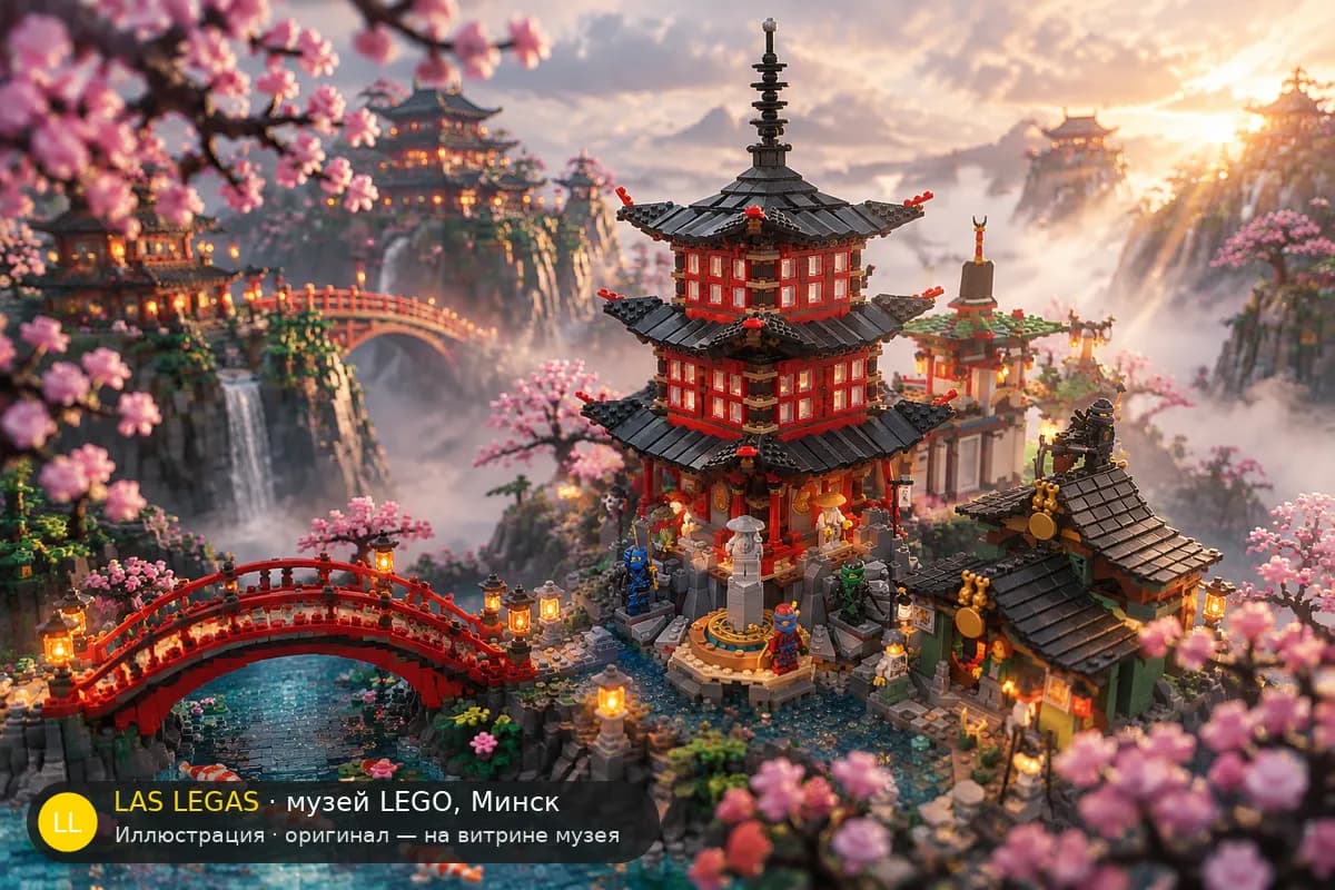 Иллюстрация: LEGO 70751 Храм Айрджитсу в диораме своего сюжета