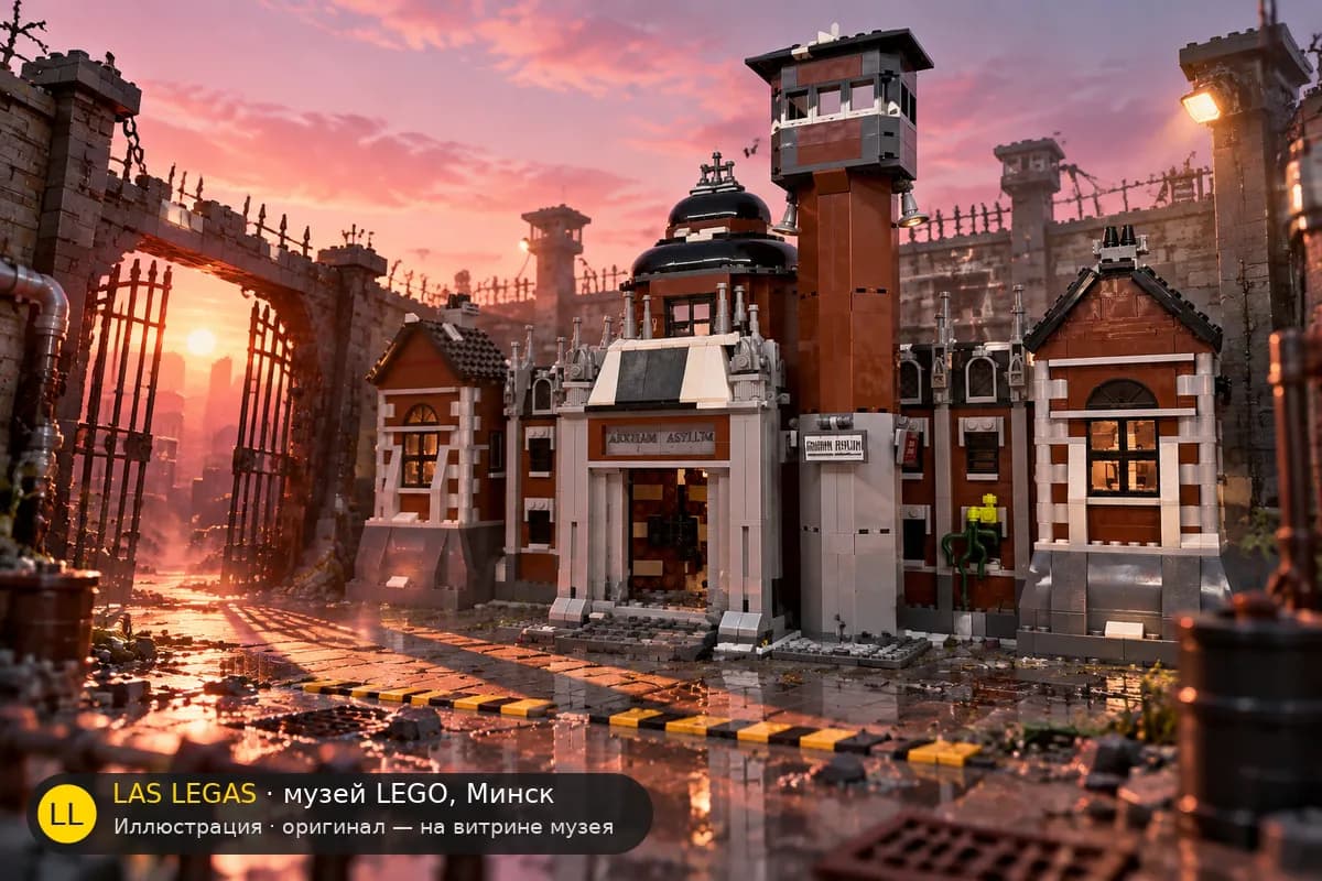 Иллюстрация: LEGO 70912 Лечебница Аркхем в диораме своего сюжета